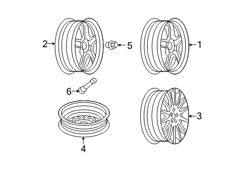 2008 Saturn Aura Wheels, Covers & Trim Diagram