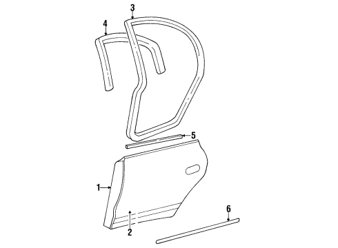 1998 Oldsmobile Aurora Molding, Rear Passenger Side Diagram for 25641885