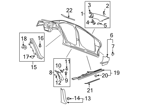 2006 Pontiac G6 Interior Trim - Pillars, Rocker & Floor Diagram