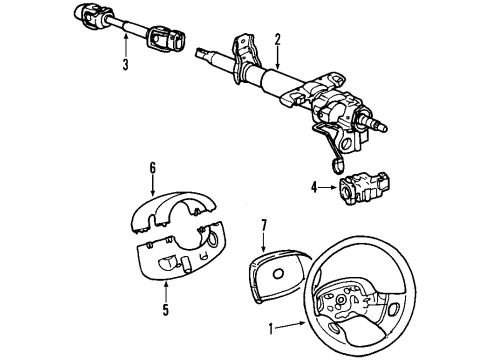 2000 Saturn LW2 Steering Column, Steering Wheel Diagram