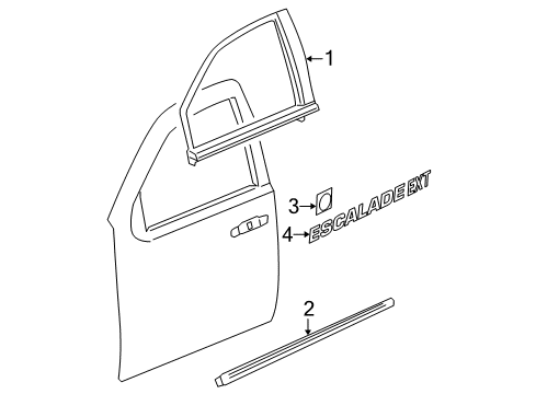 2012 Cadillac Escalade EXT Exterior Trim - Front Door Diagram
