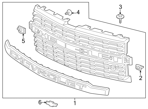 2021 Chevy Silverado 1500 Grille & Components Diagram