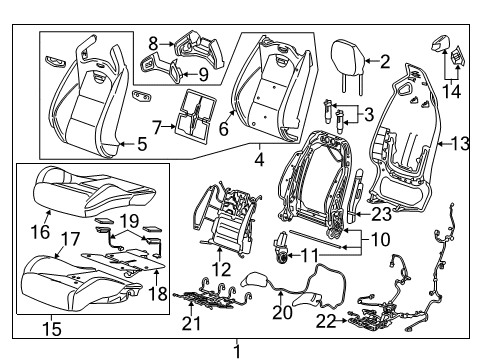 2016 Cadillac ATS Driver Seat Components Diagram