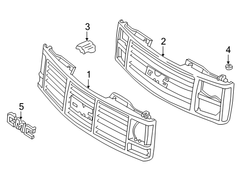 1999 GMC C3500 Grille & Components Diagram
