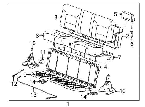 2016 Chevy Silverado 2500 HD Rear Seat Components Diagram