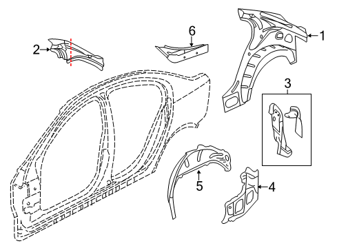 2017 Chevy SS Inner Structure - Quarter Panel Diagram