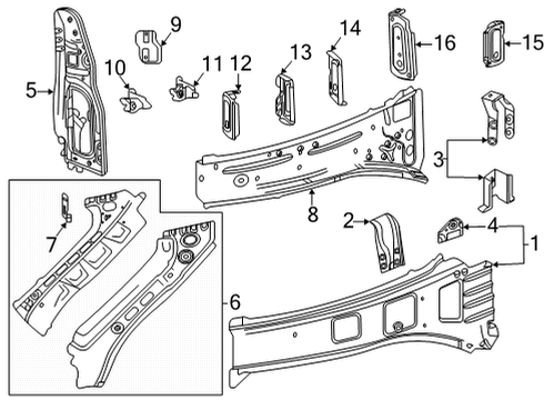 2021 Chevy Silverado 2500 HD Inner Components - Fender Diagram