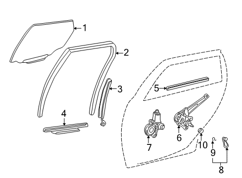 2004 Pontiac Vibe Rear Door - Glass & Hardware Diagram