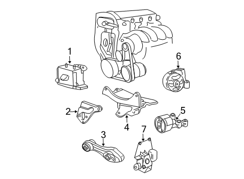 2005 Chevy Cavalier Engine & Trans Mounting Diagram