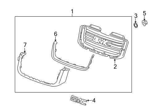 2006 GMC Envoy XL Grille & Components Diagram