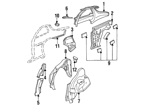 1994 Buick Skylark Inner Structure - Quarter Panel Diagram