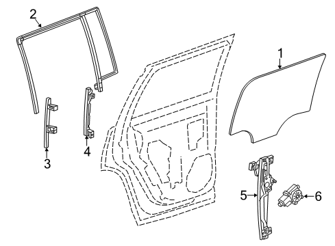 2017 GMC Yukon Rear Door - Glass & Hardware Diagram