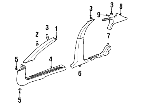 2003 Oldsmobile Aurora Interior Trim - Pillars, Rocker & Floor Diagram
