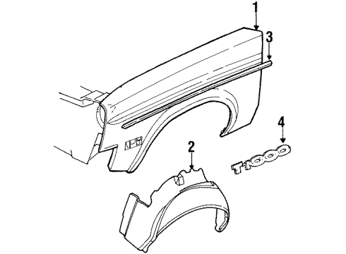 1986 Pontiac T1000 Splash Shield, Driver Side Diagram for 363077