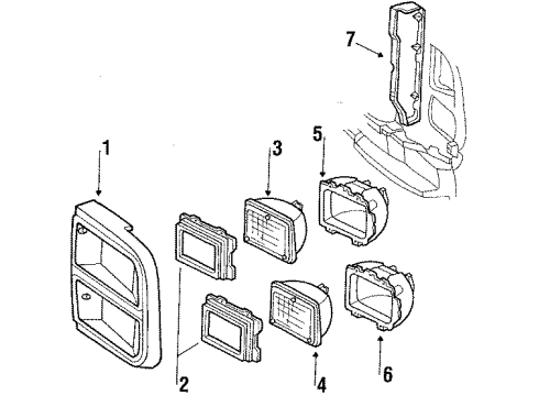 1990 GMC G3500 Headlamps Diagram