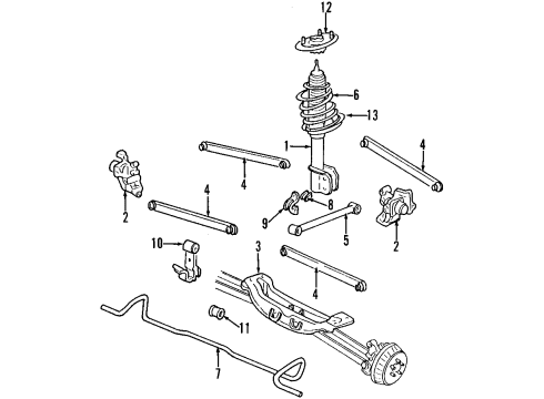 2000 Chevy Lumina Rear Suspension Components, Stabilizer Bar Diagram