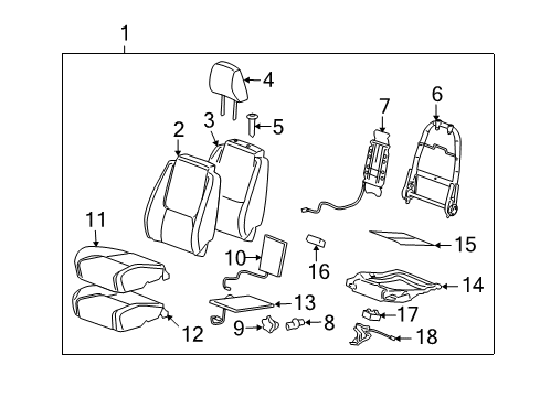 2008 Pontiac Torrent Front Seat Components Diagram 1 - Thumbnail
