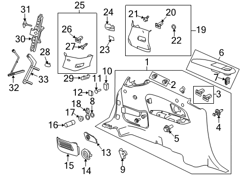 2017 Chevy Traverse Quarter Panels Interior Trim, Jack & Components Diagram