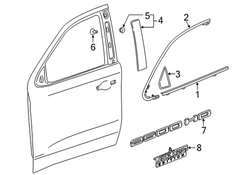 2022 Chevy Silverado 3500 HD Exterior Trim - Front Door Diagram