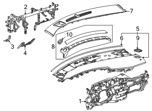 2023 Cadillac Escalade ESV Upper Trim Panel Diagram for 84997497