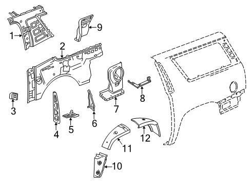 2020 Cadillac Escalade ESV Inner Components - Quarter Panel Diagram