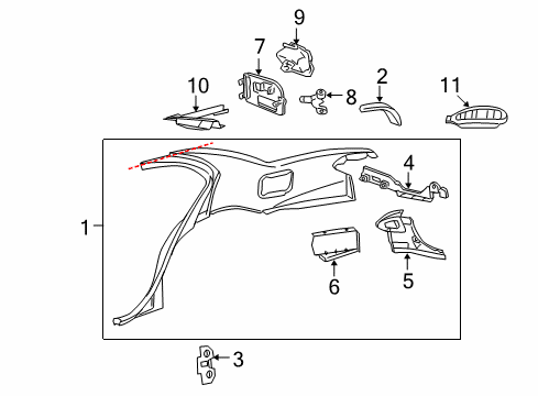 2005 Chevy Cavalier Quarter Panel & Components Diagram