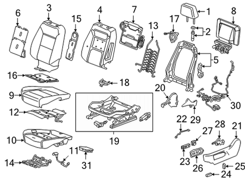 2022 GMC Yukon Driver Seat Components Diagram