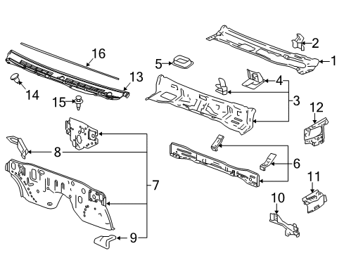 2012 GMC Canyon Cab Cowl Diagram