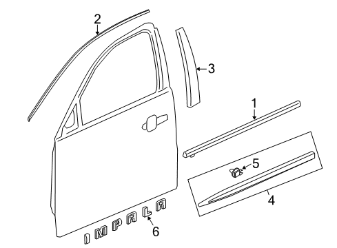 2020 Chevy Impala Exterior Trim - Front Door Diagram