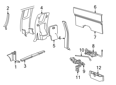 1995 Chevy S10 Seat Back Panel, Rear Passenger Side Diagram for 15708564