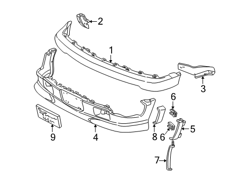 2002 Chevy S10 Front Bumper Diagram 1 - Thumbnail