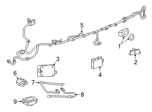 2024 Cadillac XT6 Electrical Components - Rear Bumper Diagram