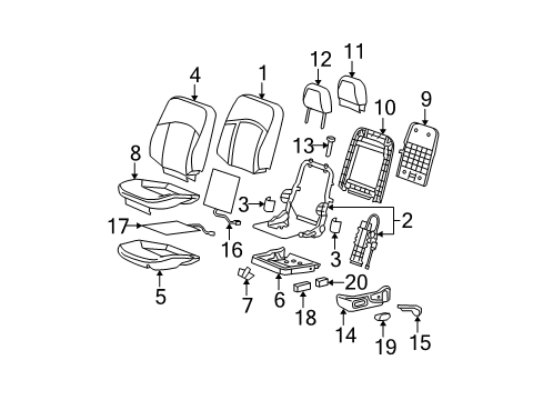 2005 Buick LaCrosse Driver Seat Components Diagram