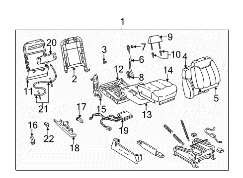1999 GMC C3500 Front Seat Components Diagram
