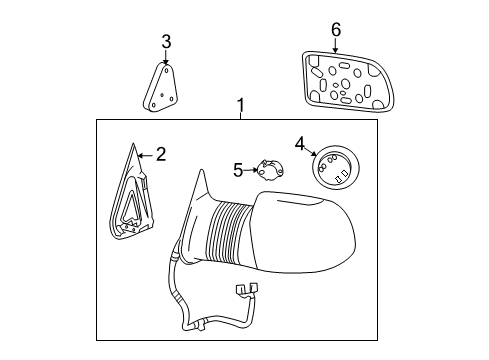 2005 GMC Sierra 3500 Mirror Assembly, Rear Passenger Side Diagram for 19153378