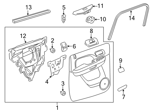 2012 Cadillac Escalade ESV Interior Trim - Rear Door Diagram