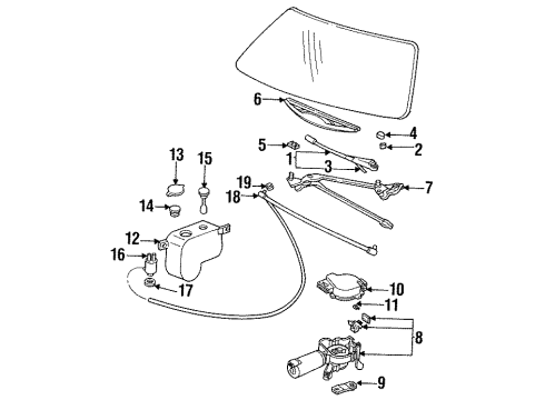 1998 Cadillac DeVille Wiper & Washer Components Diagram