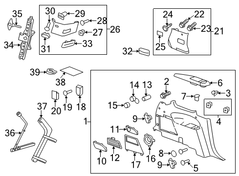 2012 Buick Enclave Quarter Panels Interior Trim, Jack & Components Diagram