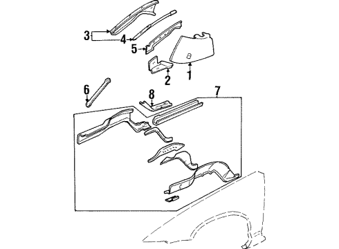 2002 Pontiac Grand Prix Structural Components & Rails Diagram