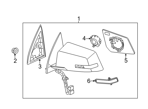 2012 Chevy Traverse Mirror Assembly, Rear Passenger Side Diagram for 22791625