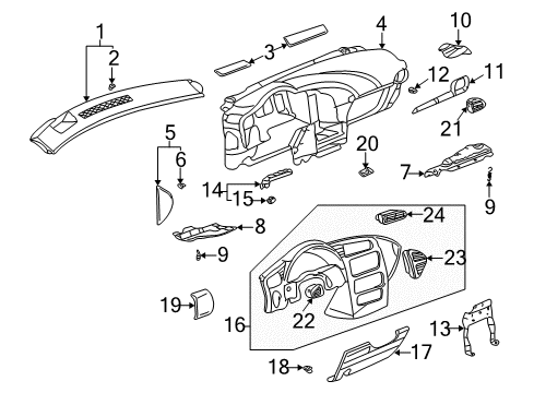 2006 Buick Rendezvous Cluster & Switches, Instrument Panel Diagram