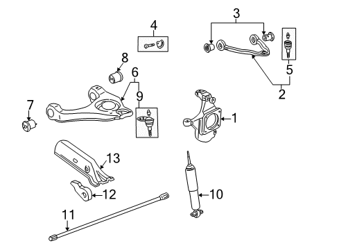 2012 Chevy Express 3500 Front Suspension Components, Lower Control Arm, Upper Control Arm, Stabilizer Bar Diagram