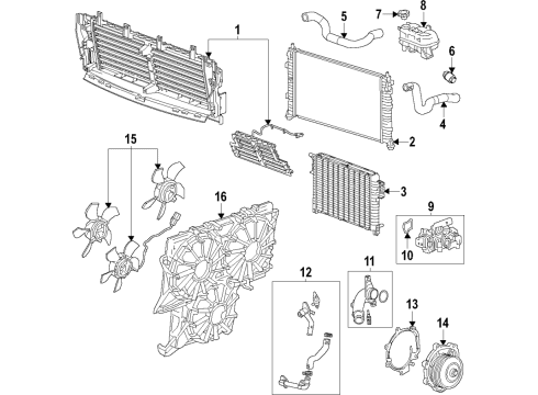 2021 Cadillac Escalade Radiator Shutter Assembly Diagram for 85521952