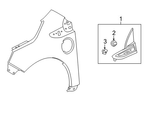 2012 Chevy Volt Exterior Trim - Fender Diagram