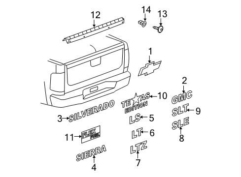 2009 Chevy Silverado 1500 Exterior Trim - Pick Up Box Diagram 4 - Thumbnail