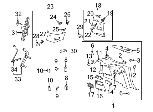 2007 Saturn Outlook Interior Trim - Quarter Panels Diagram