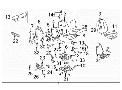 2014 GMC Yukon Front Seat Components Diagram
