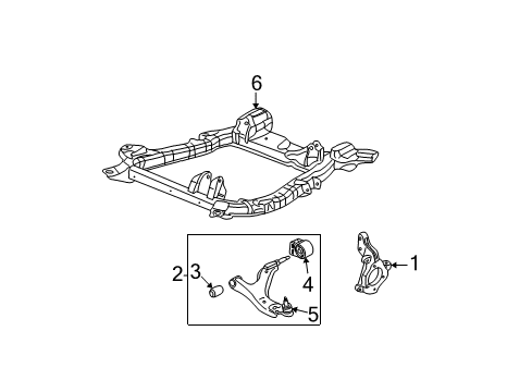 2005 Chevy Equinox Front Suspension Components, Lower Control Arm, Stabilizer Bar Diagram