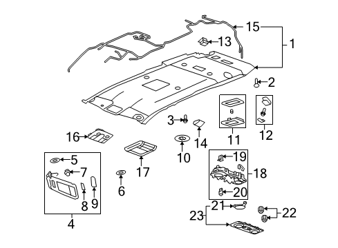 2007 Saturn Outlook Interior Trim - Roof Diagram