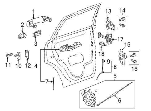 2012 Chevy Captiva Sport Handle, Outside, Rear Diagram for 25987007